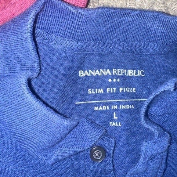 Men’s used lot of 3 size L large banana republic polo slimy fit cotton shirts - Picture 2 of 5